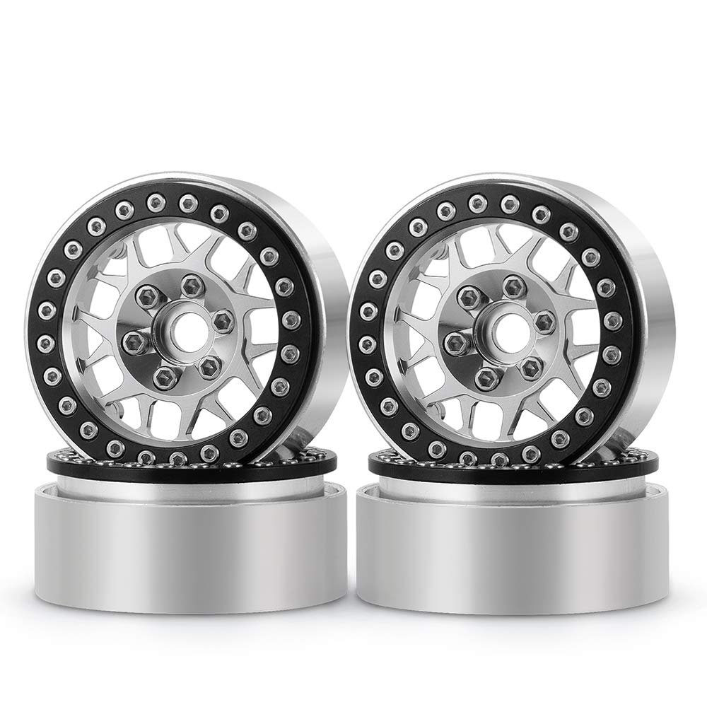 RCLIONS 4pcs Aluminum Alloy 2.2inch RC Beadlock Wheels Rims for Axial Wraith SCX10 TRX4 1/10th RC Crawler Car