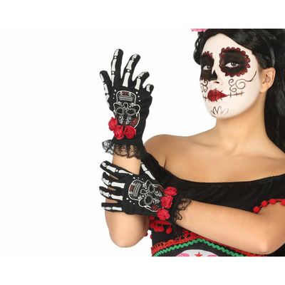ATOSA mexican dead halloween gloves with flowers