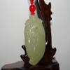 2"China Certified Nature Hetian Nephrite Jade Blessing Bat and Pepper Necklace Pendants view 2