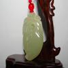 2"China Certified Nature Hetian Nephrite Jade Blessing Bat and Pepper Necklace Pendants view 3