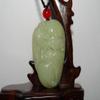 1.9"China Certified Nature Hetian Nephrite Jade Blessing Bat and Persimmon Necklace Pendants view 1