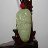 1.9"China Certified Nature Hetian Nephrite Jade Blessing Bat and Persimmon Necklace Pendants view 2