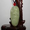 1.9"China Certified Nature Hetian Nephrite Jade Blessing Bat and Persimmon Necklace Pendants view 3
