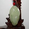 2.4"China Certified Nature Hetian Nephrite Jade Grab the Opportunity Fish Necklace Pendants view 2