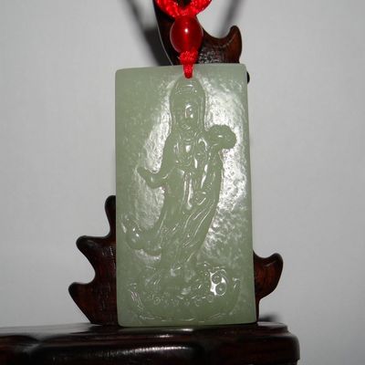 1.9"China Certified Nature Hetian Nephrite Jade Blessing Laughing Buddha Necklace Pendants