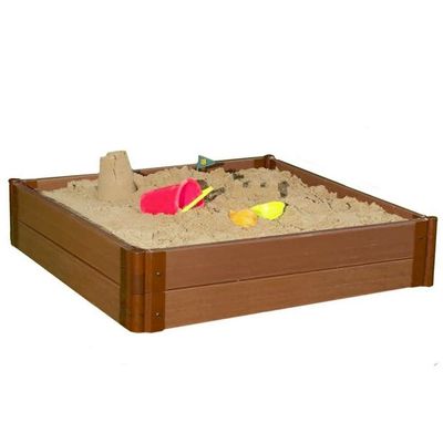 Frame It All 300001513 Two Inch Series Composite Square Sandbox Kit with Collapsible Cover, 4' x 4' x 11"