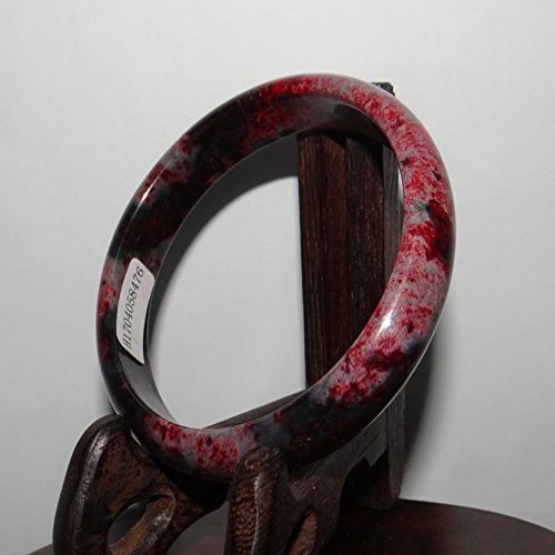 2.4" China Certified Nature Plum blossom Jade Light Red and Green Flower Bangle Bracelets8476