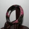 2.4" China Certified Nature Plum blossom Jade Pink and Green Flower Bangle Bracelets8484 view 1