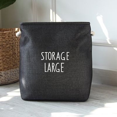 ToiM Square Cotton Thickened Laundry Hampers, High-capacity Clothes Storage Basket, Home Fabric Storage Box Underwear Containing Bag (Black)