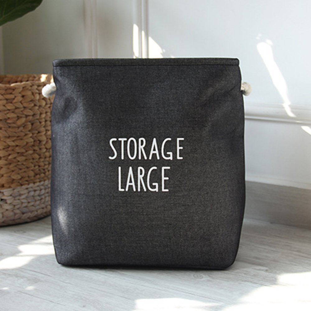 ToiM Square Cotton Thickened Laundry Hampers, High-capacity Clothes Storage Basket, Home Fabric Storage Box Underwear Containing Bag (Black)