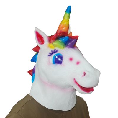 WitHelper DylunSky Halloween Rainbow Unicorn Horse Latex Mask Pretty Horse Mask