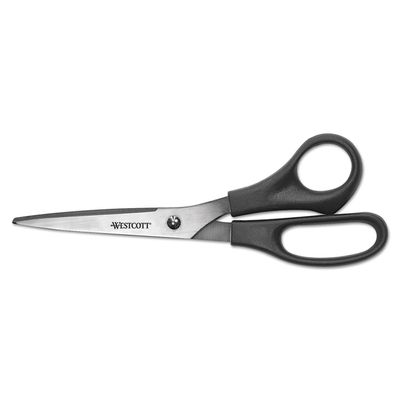 Westcott 8" Straight All Purpose Scissors, Black, 3-Pack