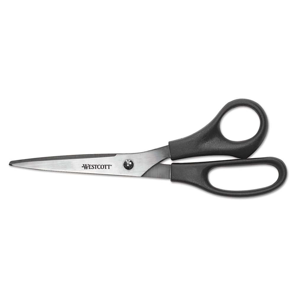 Westcott 8" Straight All Purpose Scissors, Black, 3-Pack
