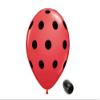 10 Pack 11" Red with Black Polka Dots Ladybug Latex Balloons with Matching Ribbons view 1