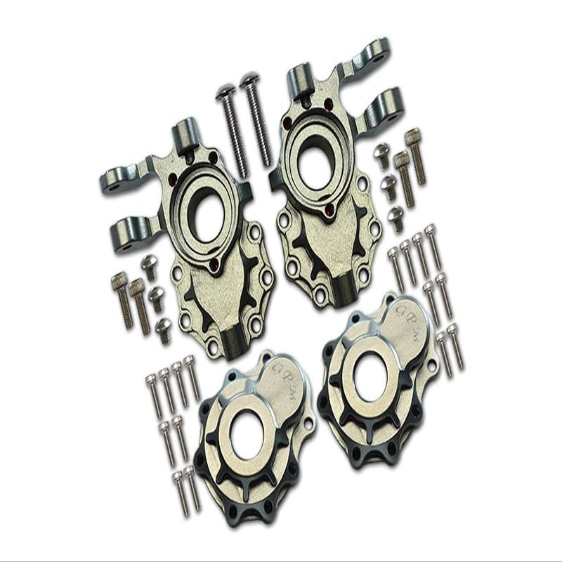 Aluminum Front Knuckle Arms with Outer Portal Case for 1/10 RC Crawler For Traxxas TRX4 / TRX-6 G63-1Pr Set Gray Silver