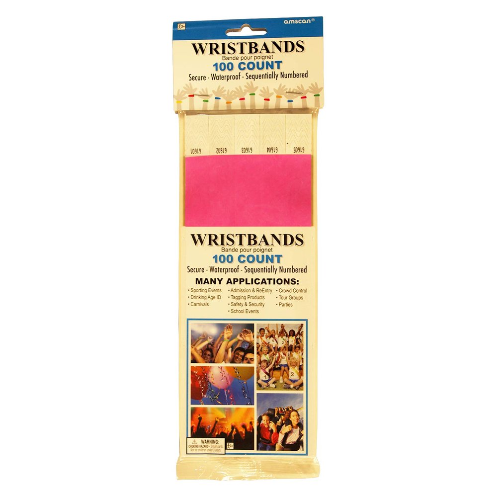 Amscan Pink Plastic Wristbands Party Supplies, One Size