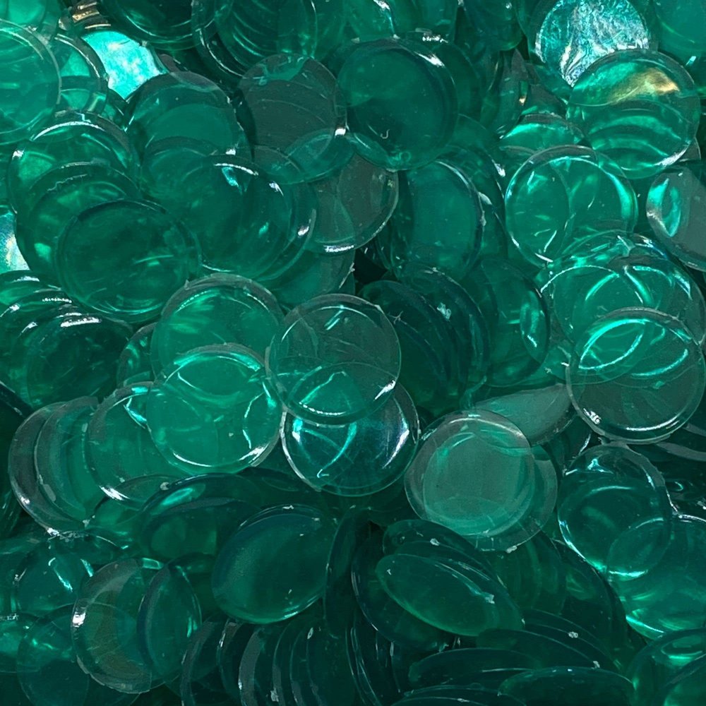 MR CHIPS Plastic Bingo Chips for Games 150 Count Bag - Solid and Transparent Colors Counting Green 3/4 Inch