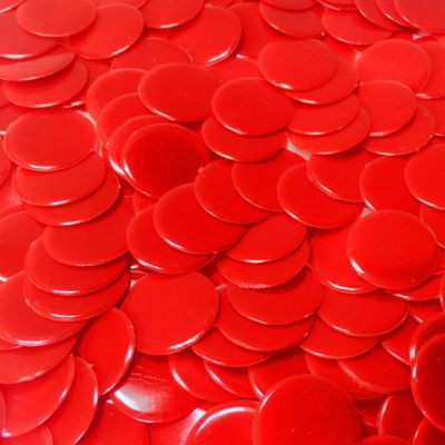 MR CHIPS Plastic Bingo Chips for Games 150 Count Bag - Solid and Transparent Colors Counting Red 3/4 Inch