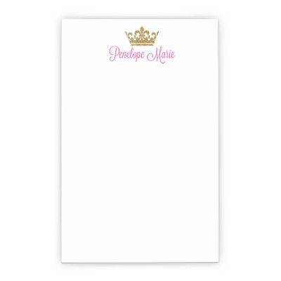 Princess Personalized Notepad Set, Princess notepads, Personalized Notepad for Girls, Letter Writing Paper, Size 5.5in x 8.5in, 50 Sheets