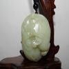 1.9"China Certified Nature Hetian Nephrite Jade Wealth Toad and Lotus Necklace Pendants view 1
