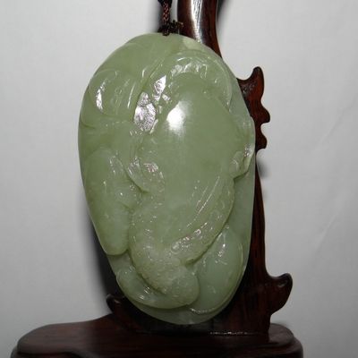2.8"China Certified Nature Hetian Nephrite Jade Fortune Toad and Bat Pendants