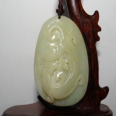 2.3"China Certified Nature Hetian Nephrite Jade Auspicious Dragon Pendants