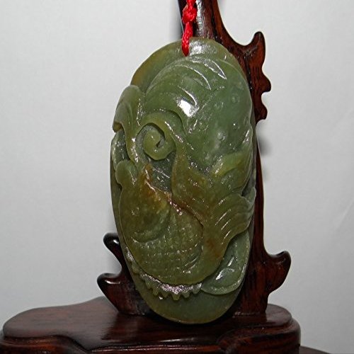 2.5"China Certified Nature Hetian Nephrite Jade Wealth Fish and Lotus Pendants