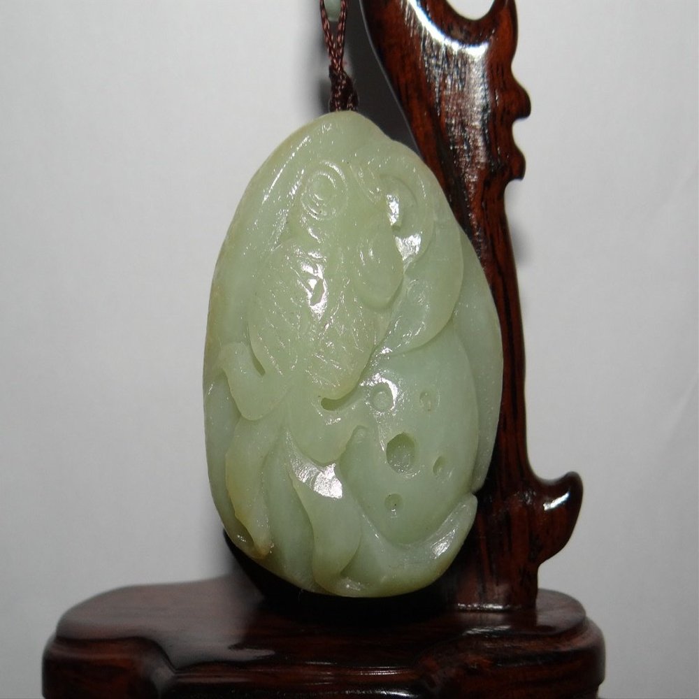 2"China Certified Nature Hetian Nephrite Jade Fortune Fish Pendants