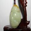 2.1"China Certified Nature Hetian Nephrite Jade Fortune Fish and Lotus Pendants view 3