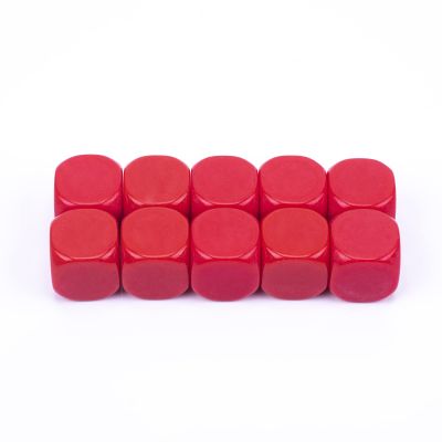 22MM Rounded Blank Six Sided Dice Lianshi Teaching Created Sesources Game Teaching Plastic Cubes Four Colors Choosable (10Pcs, Red)