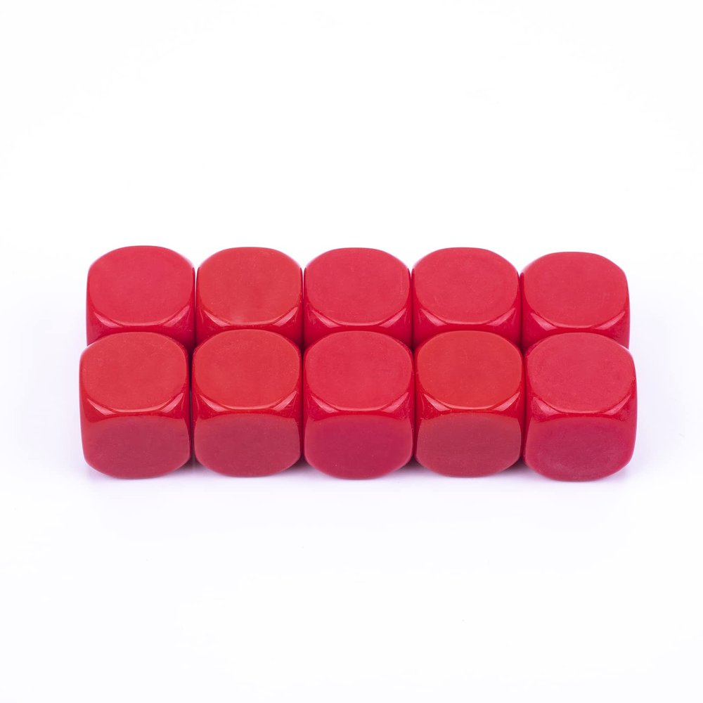 22MM Rounded Blank Six Sided Dice Lianshi Teaching Created Sesources Game Teaching Plastic Cubes Four Colors Choosable (10Pcs, Red)