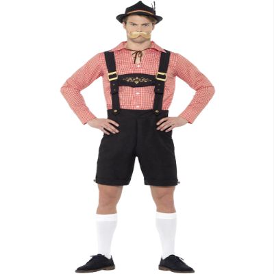 Smiffys Oktoberfest Costume, Red, L - Size 42"-44"
