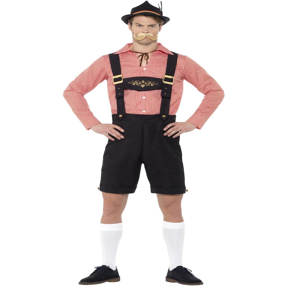 Smiffys Oktoberfest Costume, Red, L - Size 42"-44"