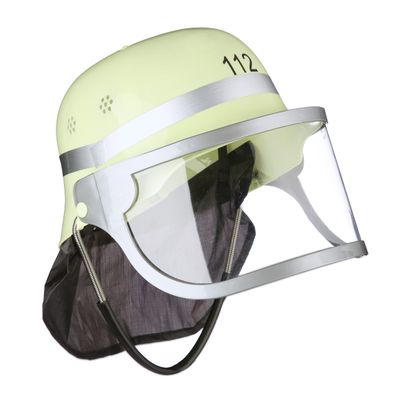 Relaxdays Fireman Helmet Kids, Adjustable, Flip Down Visor, Neck Cloth, Fire, H x W x D: 24.5 x 22.5 x 28 cm, Yellow