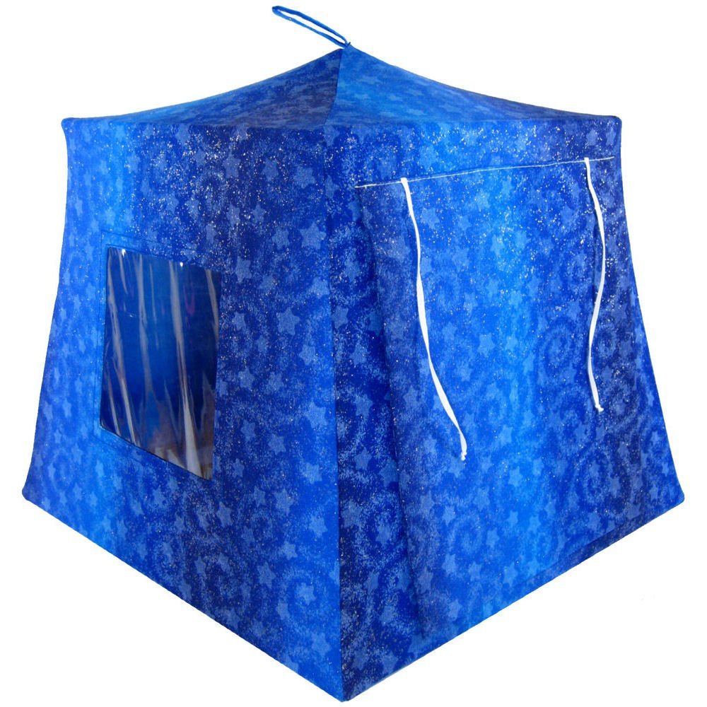 Toy Pop Up Play Fabric House, 2 Sleeping Bags, Royal Blue, Star Print for Dolls, Stuffed Animals, Action Figures