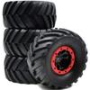 hobbysoul 4pcs RC 2.2 Tires Wide 60mm Tyres Height 130mm/5.12inch & Plastic 2.2 Beadlock Wheels Rims Hex 12mm Fit for RC 1/10 Monster Truck Tractor Mud Crawler Badland Terrain,(4-Pack) view 1