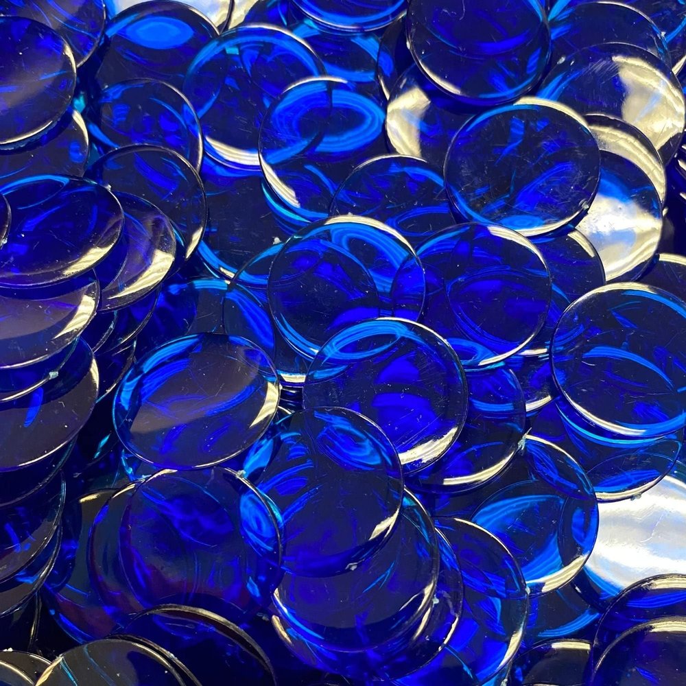 MR CHIPS Plastic Bingo Chips for Games 500 Count Bag - Solid and Transparent Colors Counting Blue 3/4 Inch