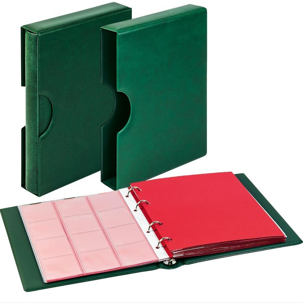 Lindner 1106EK-G Set: Karat-Mnzalbum Classic mit Schutzkassette mit Griffmulden, grn