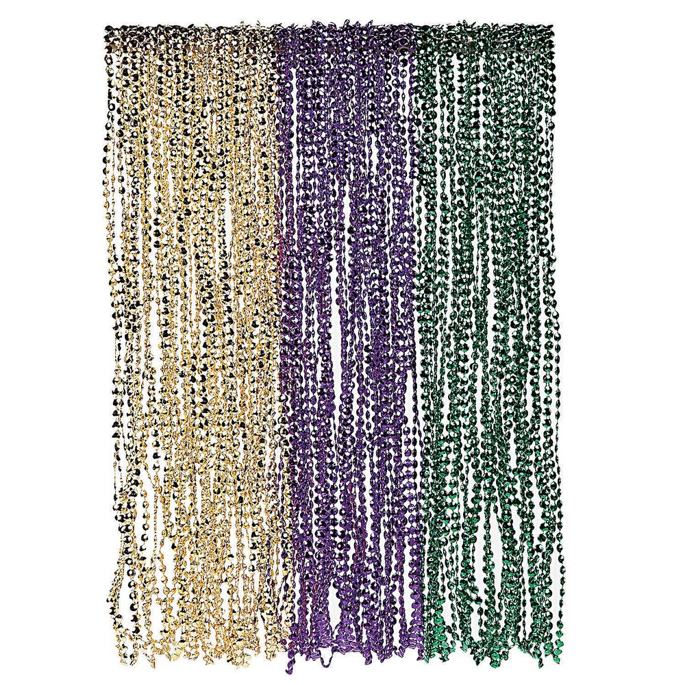 Fun Express Bulk Mardi Gras Bead Necklaces (set of 144 in purple, gold and green) Party and Parade Supplies