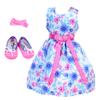 Sophia's 3 Piece Satin Floral Spring Dress, Hairpiece and Shoes for 14.5 Inch Dolls, Pink/Blue view 2