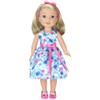 Sophia's 3 Piece Satin Floral Spring Dress, Hairpiece and Shoes for 14.5 Inch Dolls, Pink/Blue view 3