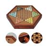 2.5" Wood Board Games Set Chinese Checkers Game with Glass Marbles Hexagon Board Games for Family view 3