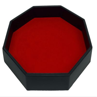RNK Gaming 11.5 Inch Octagon Dice Rolling Tray PU Leather and Velvet (Red)