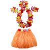 1 Set 40cm Kids Party Hawaii Dress Hula Grass Skirt - Double Layer Thickened HawaiiSkirt for Luau Party Decorations Supplies Orange view 1