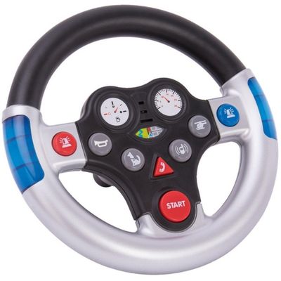 BIG 800056493 Various Rescue Sounds for Bobby Cars 2010 Onwards Tractors Toy Steering Wheel for Children from 1 Year Old, Single, Silver