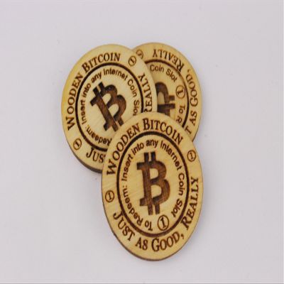 (50) Wooden Bitcoins
