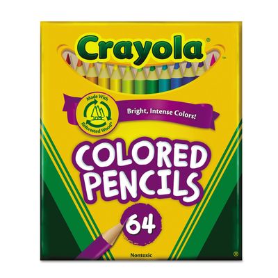 Crayola 683364 Colored Woodcase Pencil, HB, 3.3 mm, Assorted, 64/Pack