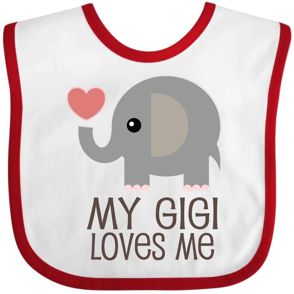 inktastic My Gigi Loves Me Grandchild Baby Bib White and Red 2ce4a