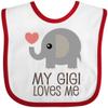inktastic My Gigi Loves Me Grandchild Baby Bib White and Red 2ce4a view 1