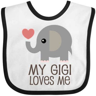 inktastic My Gigi Loves Me Grandchild Baby Bib White and Black 2ce4a